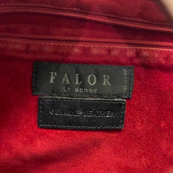 FALOR Le Borse Red Genuine Leather Tote - Picture 2 of 8